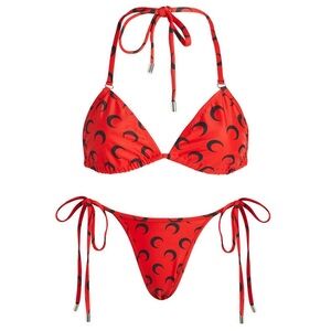 Marine Serre Red & Black 2 Piece Jersey Bikini